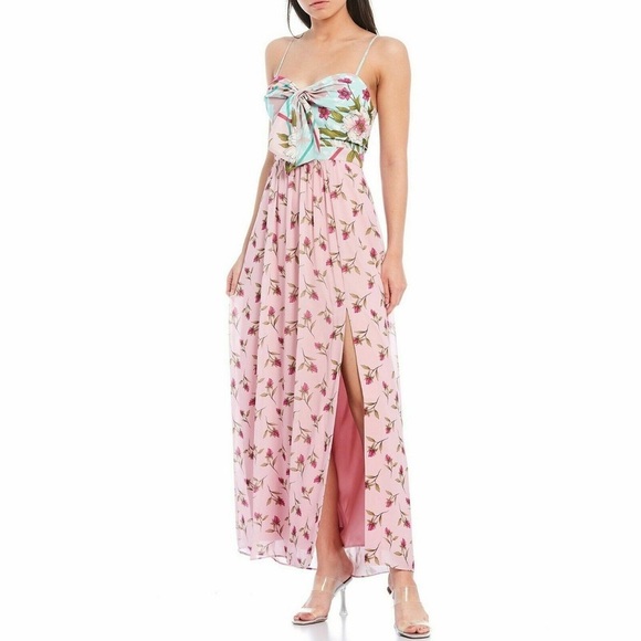 Badgley Mischka Dresses & Skirts - Badgley Mischka Pink Floral Maxi Dress